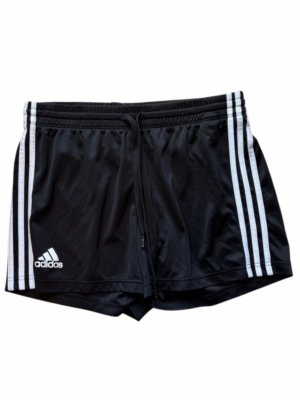 adidas Black Athletic Shorts with White Side Stripes size medium